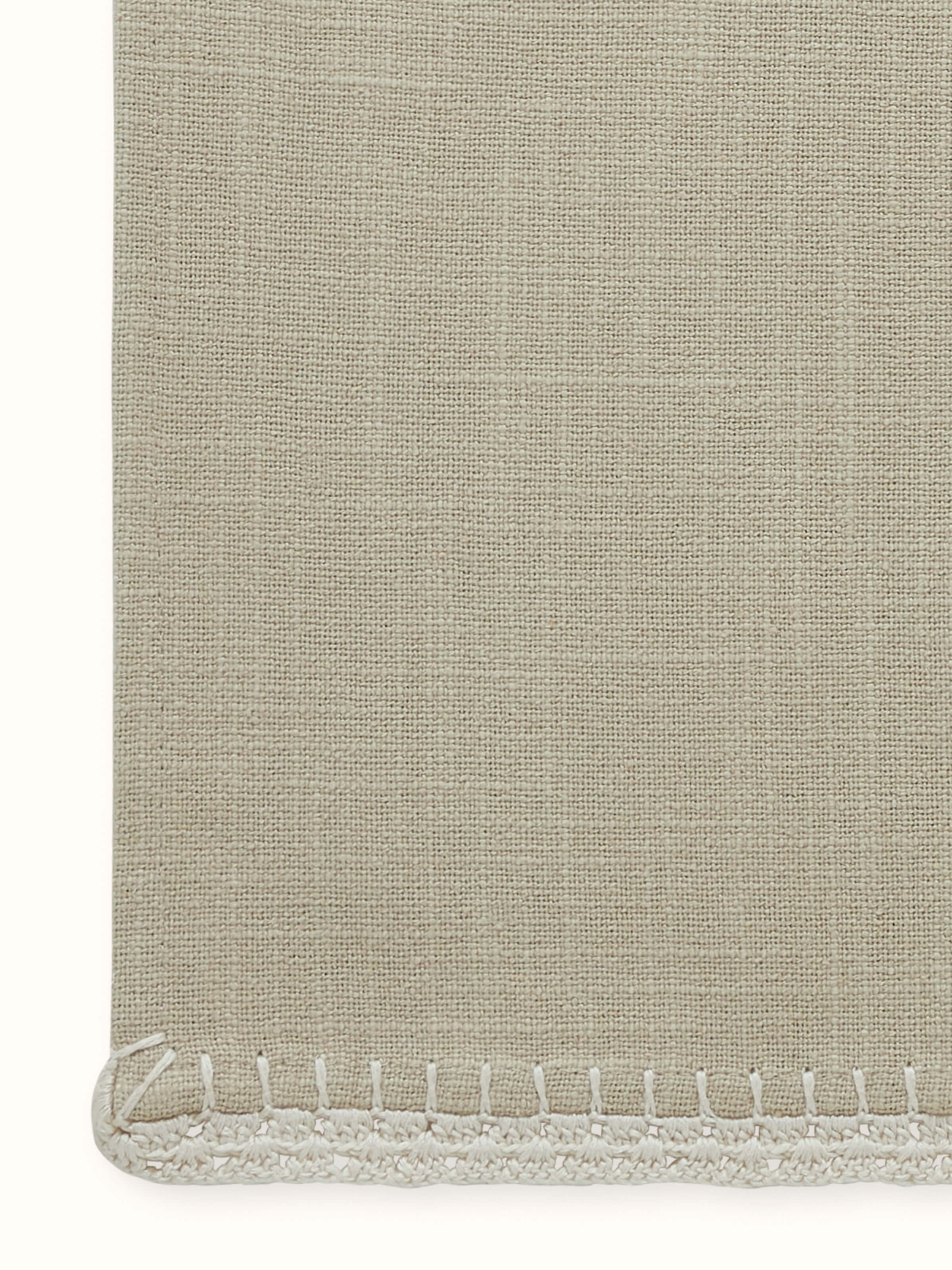 Nityam Beige Cotton Slub Crochet Table Runner