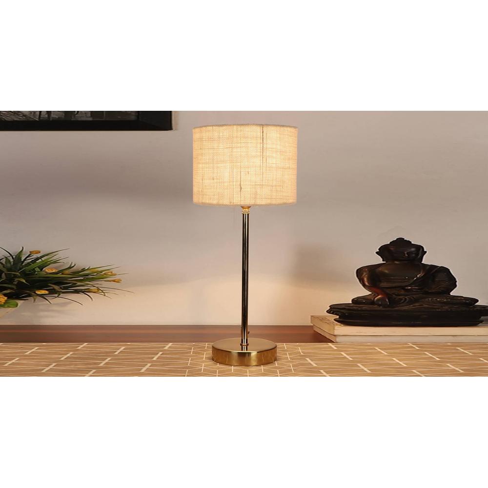 White Jute with Metal Gold Table Lamp