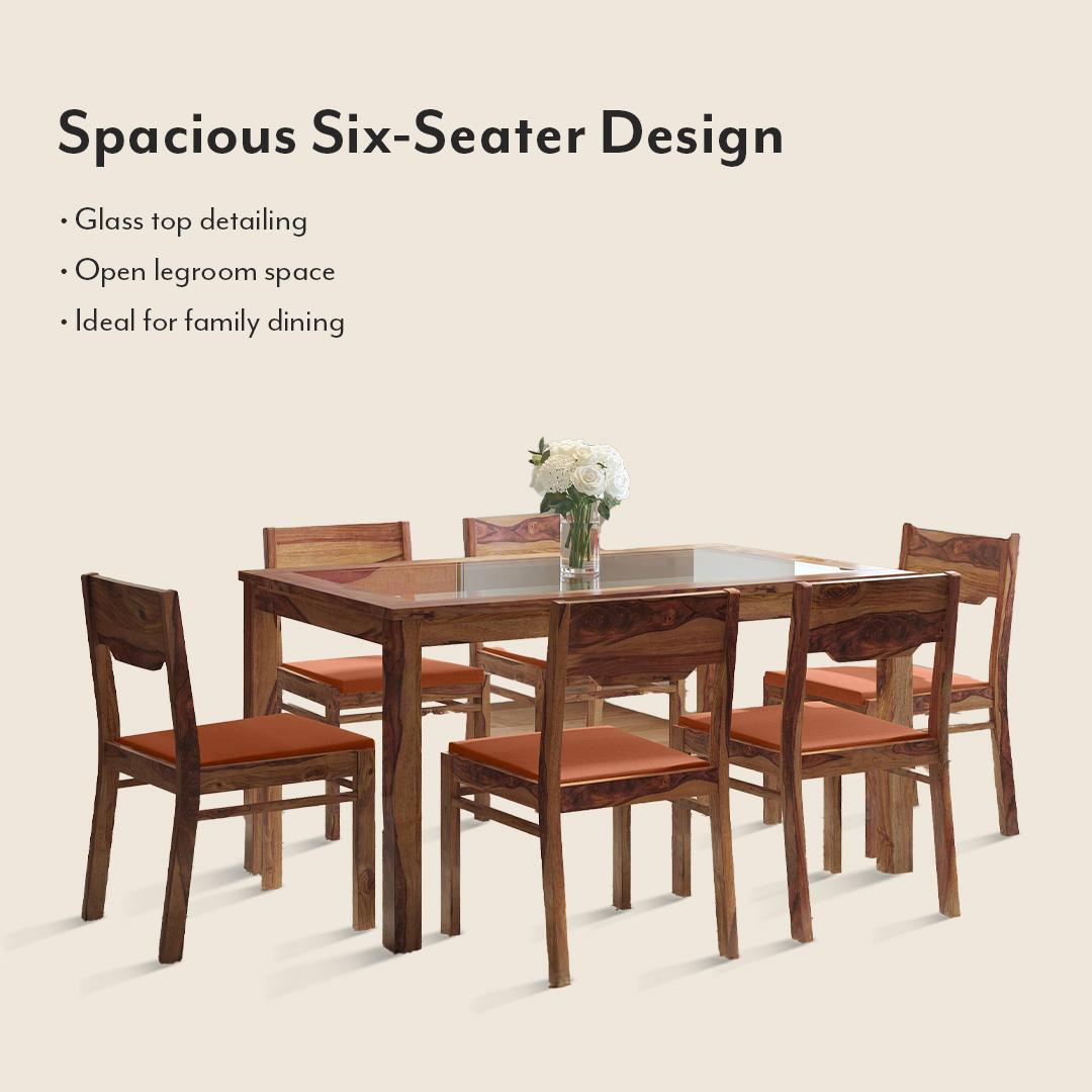 Floyd 6 Seater Dining Table Glass Top With Set Of 6 Kerry Dining Chairs