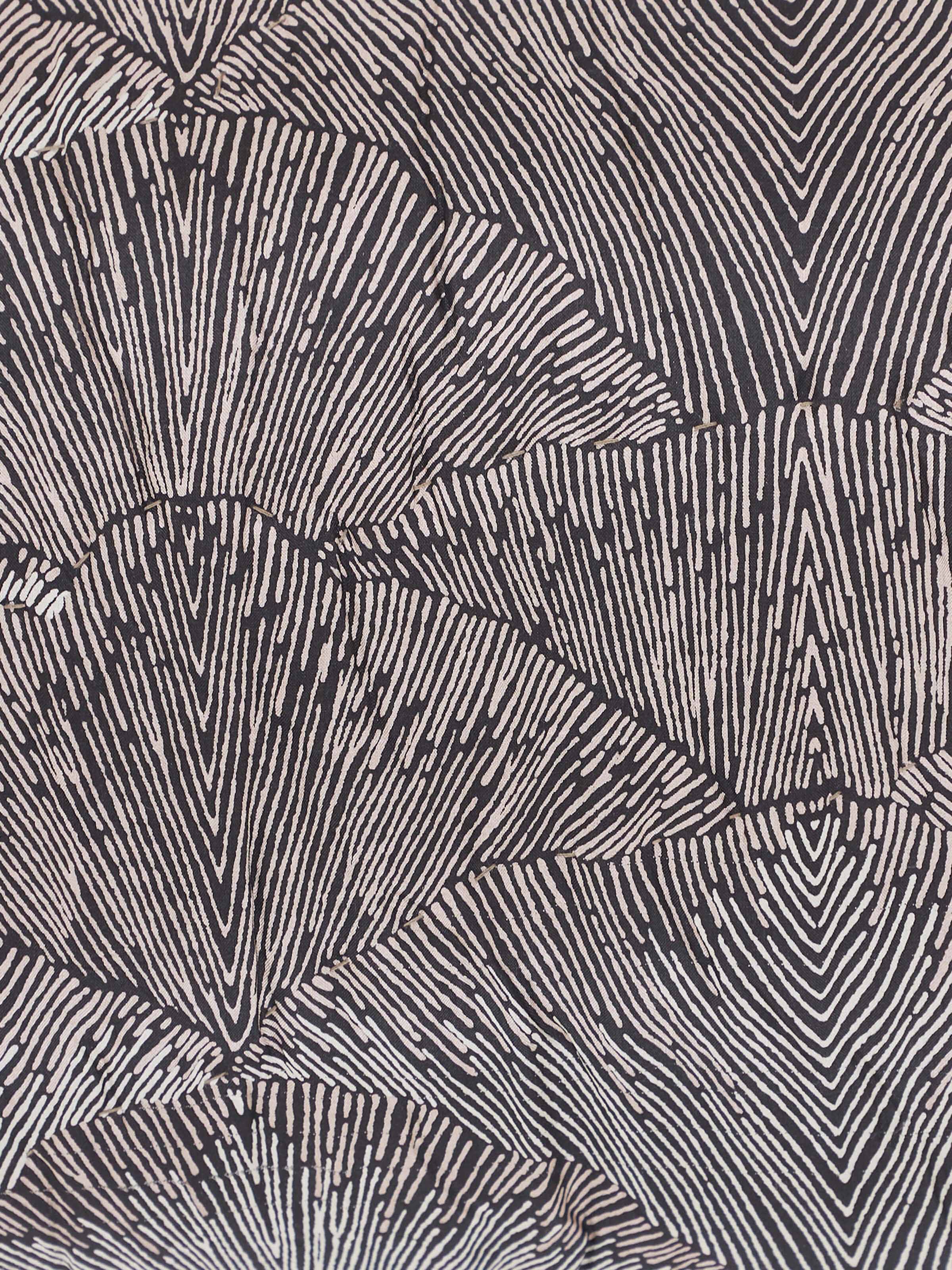 Close-up of Parvat cushion cover showing block printed botanical design on silk