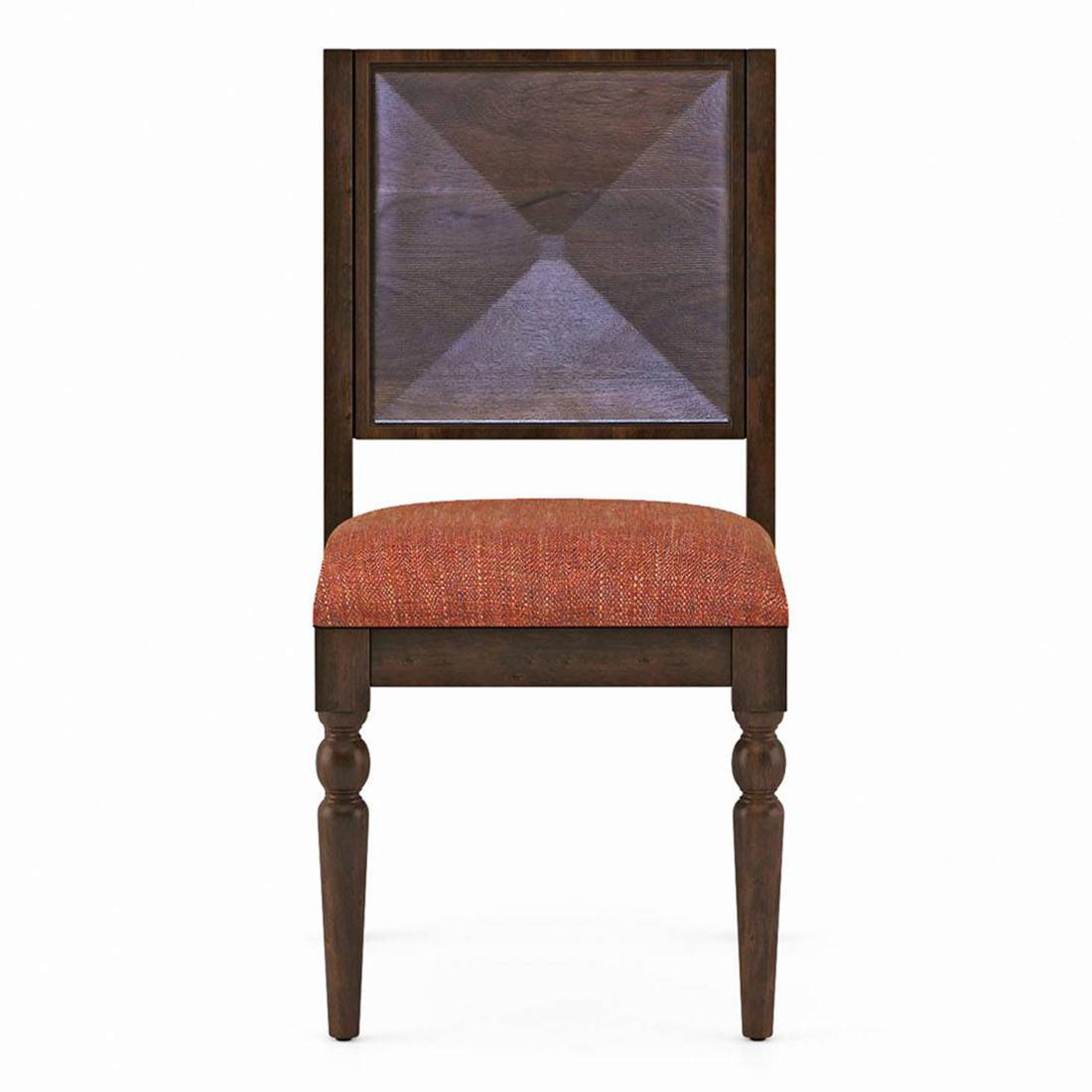Mirasa Solid Wood Dining Chair Set Of 2 In Mango Walnut Finish With Lava Fabric Colour