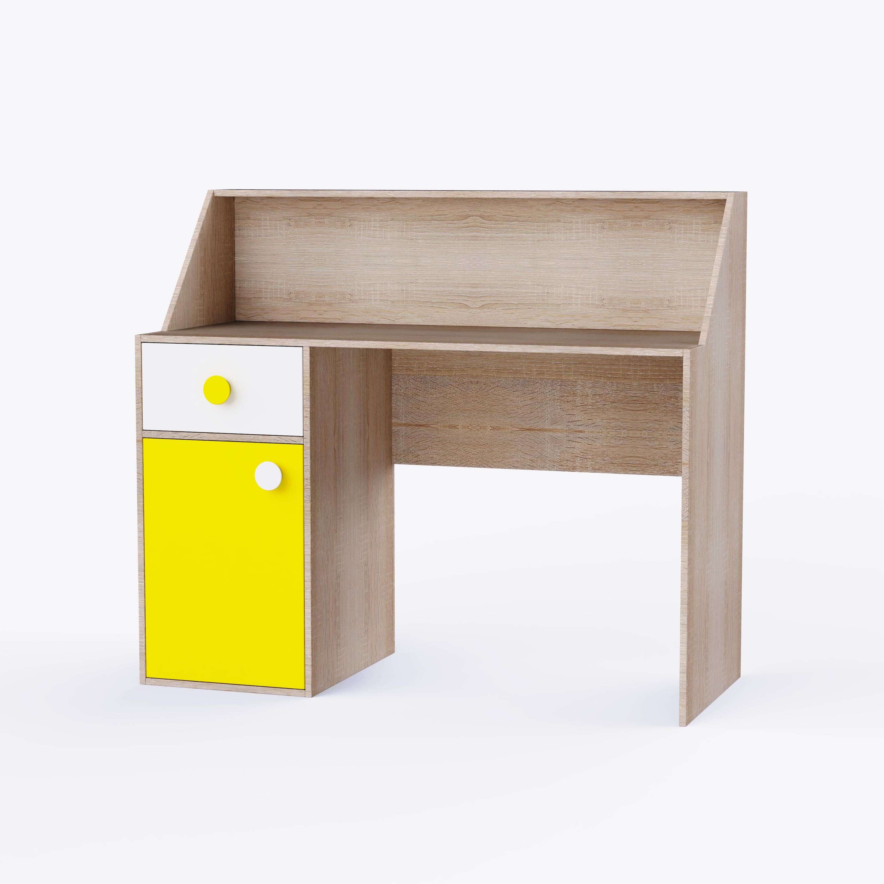 Elementary Study Table In Oak & Yellow Colour