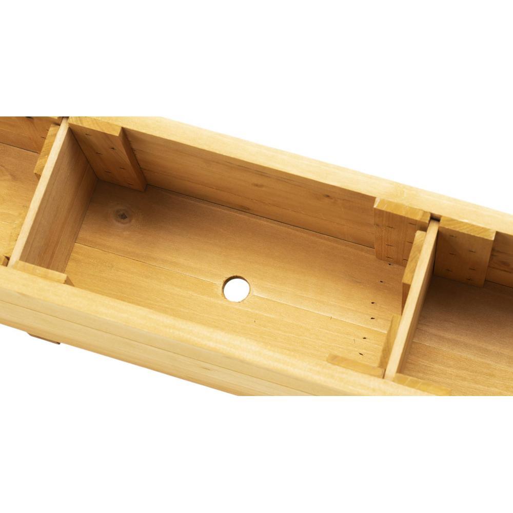 Wooden Slim Herb Planter with Divider Natural 60 cm