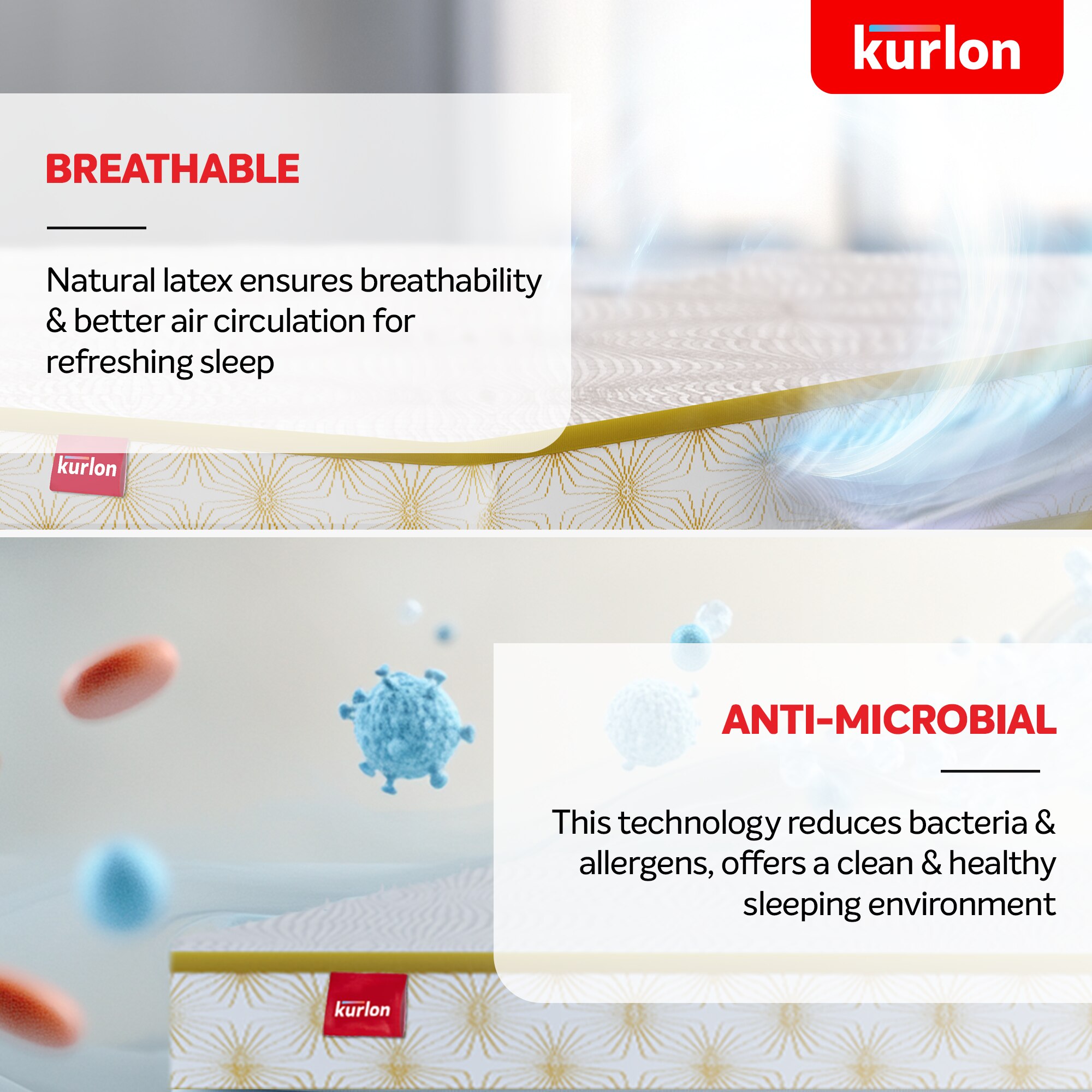 KURLON OrthoMagic Essential |Orthopedic Hybrid mattress with Latex, Coir & HR Foam | 5 inch Queen Latex Foam Mattress (L x W: 75 inch x 66 inch)