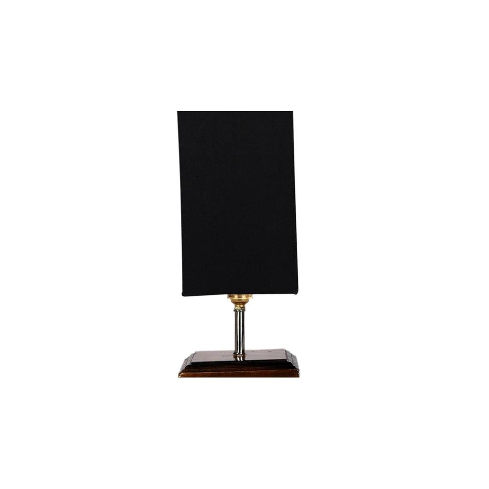 Ellery Black cotton table lamp with Square Brown Wood Base