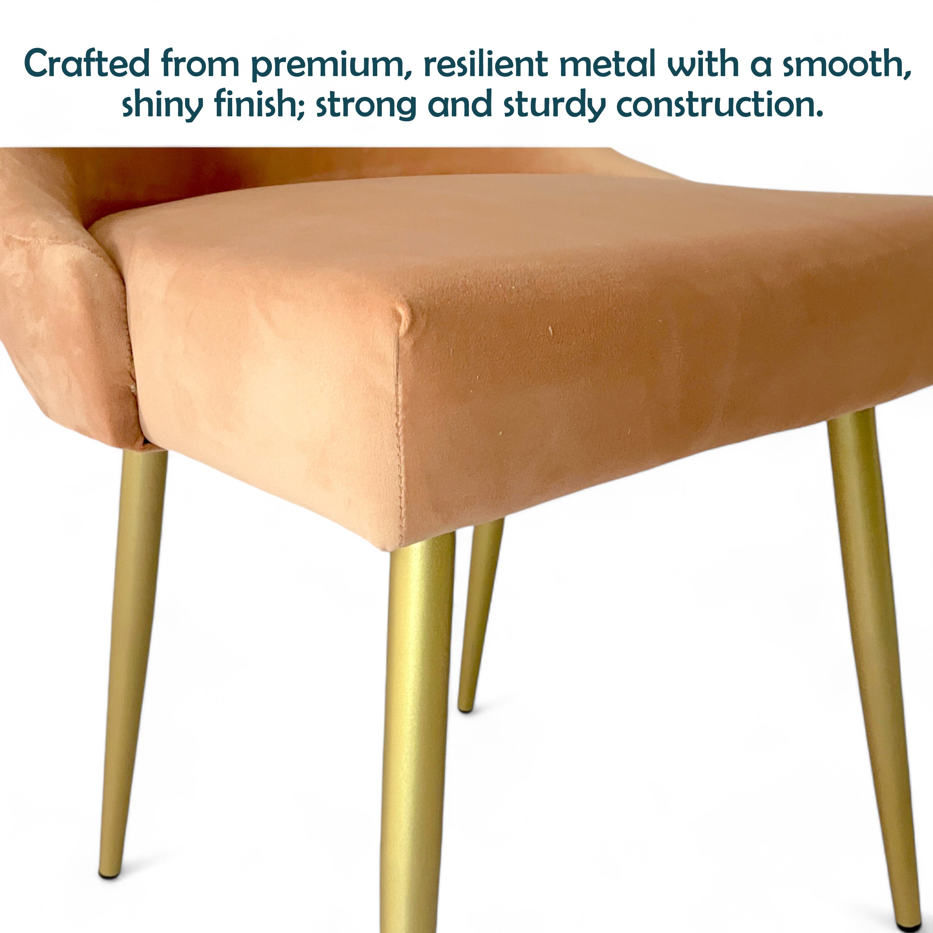 Rosslyn Sheesham Wood  Set of 2 Dining Chairs in Peach Velvet Upholstery