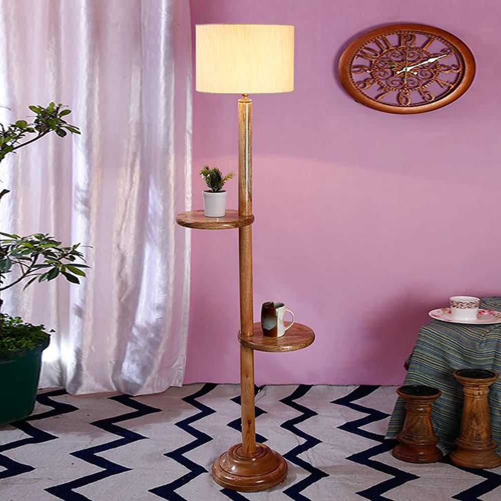 Hillary White Cotton Shade Floor Lamp - Devansh