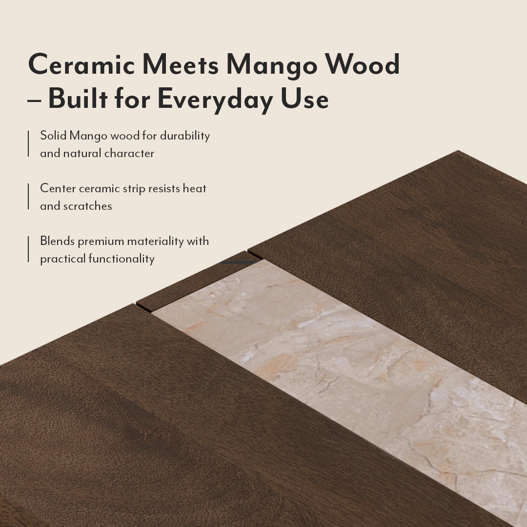 Atlas Crest Storage Solid Wood 4 Seater Dining Table In Danish Walnut Finish