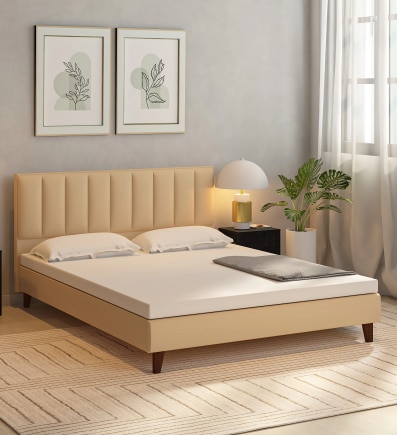 Dallas Engineered Wood Queen Size Non Storage Bed In Honey Oak Finish