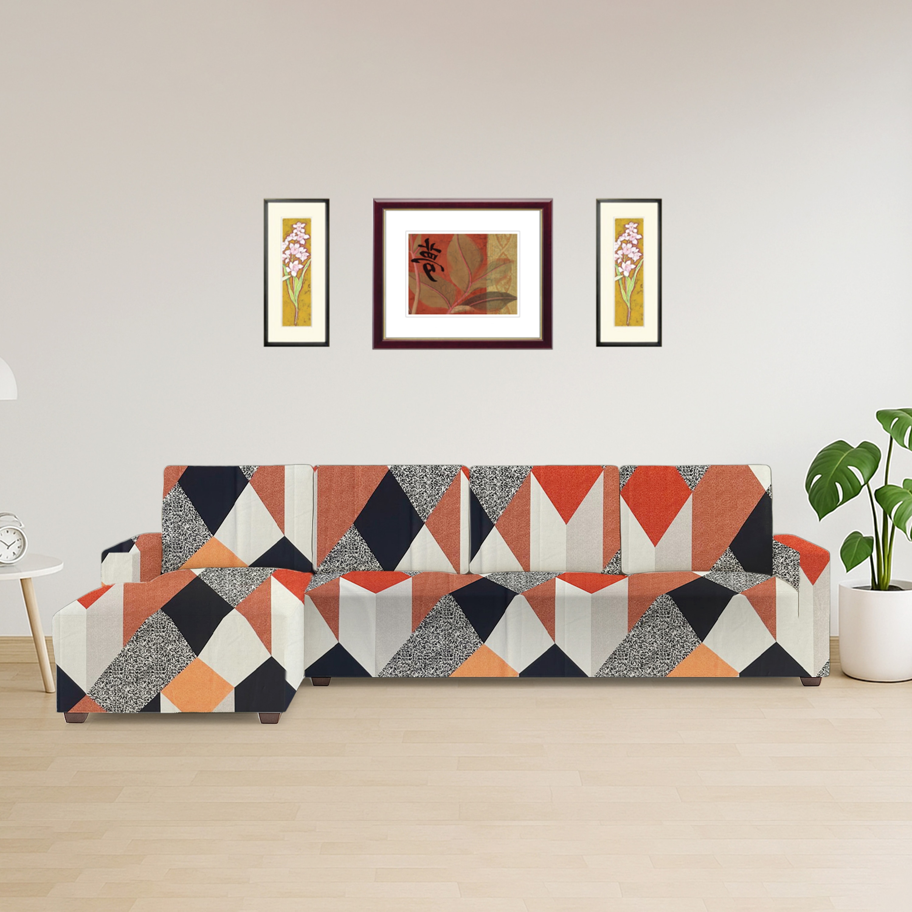 Left Aligned 3 Seater Left Aligned Chaise Multicheck Sofa Cover