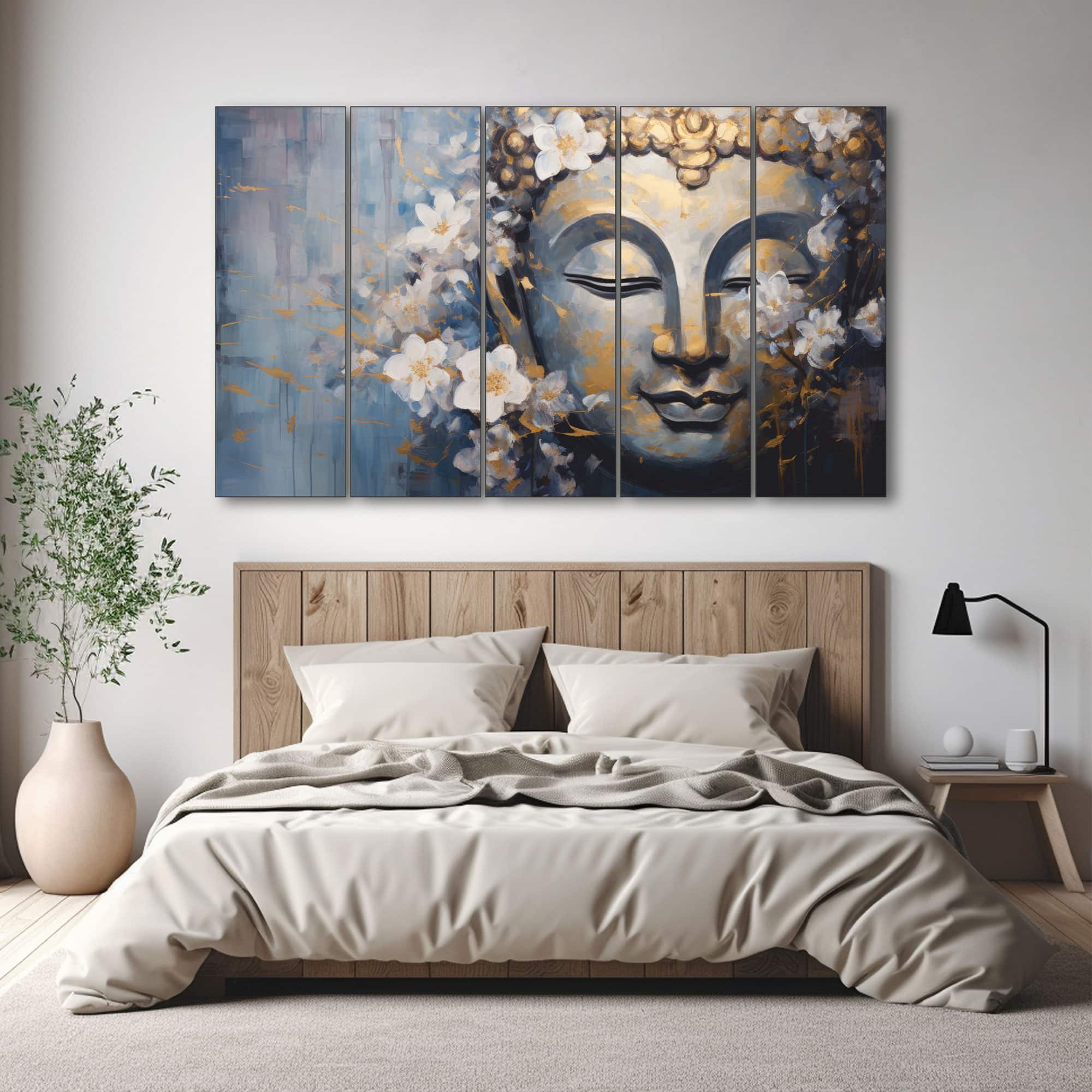 The Castle Decor Lord Buddha Wall Painting Wooden Framed Digital Painting 27x48 Inch (Style 3) - The Castle Decor