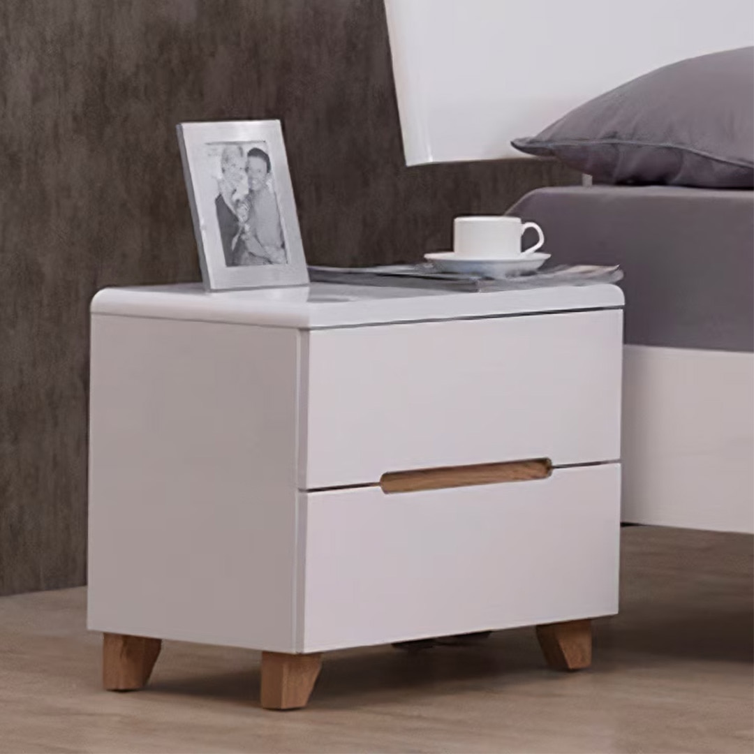 Oslo Engineered Wood Bedside Table in White Finish