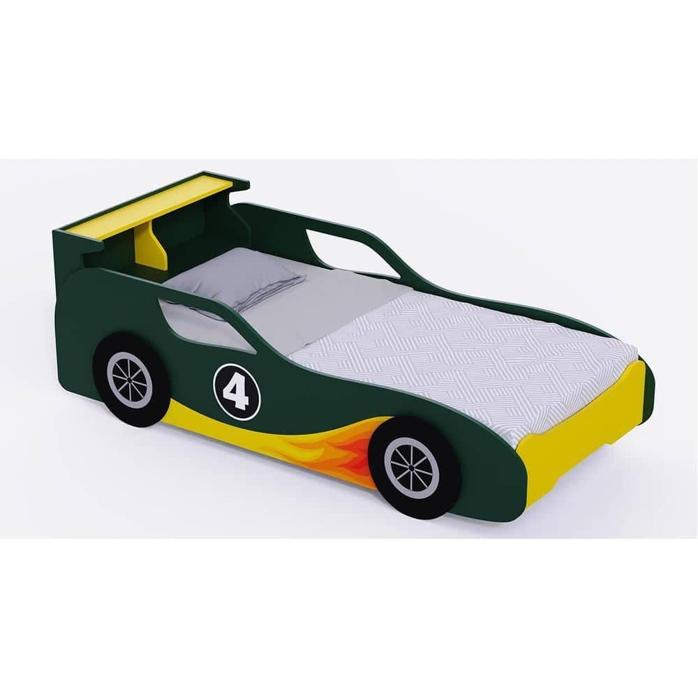 Fire Engineered Wood Open Storage Bed in Green Colour