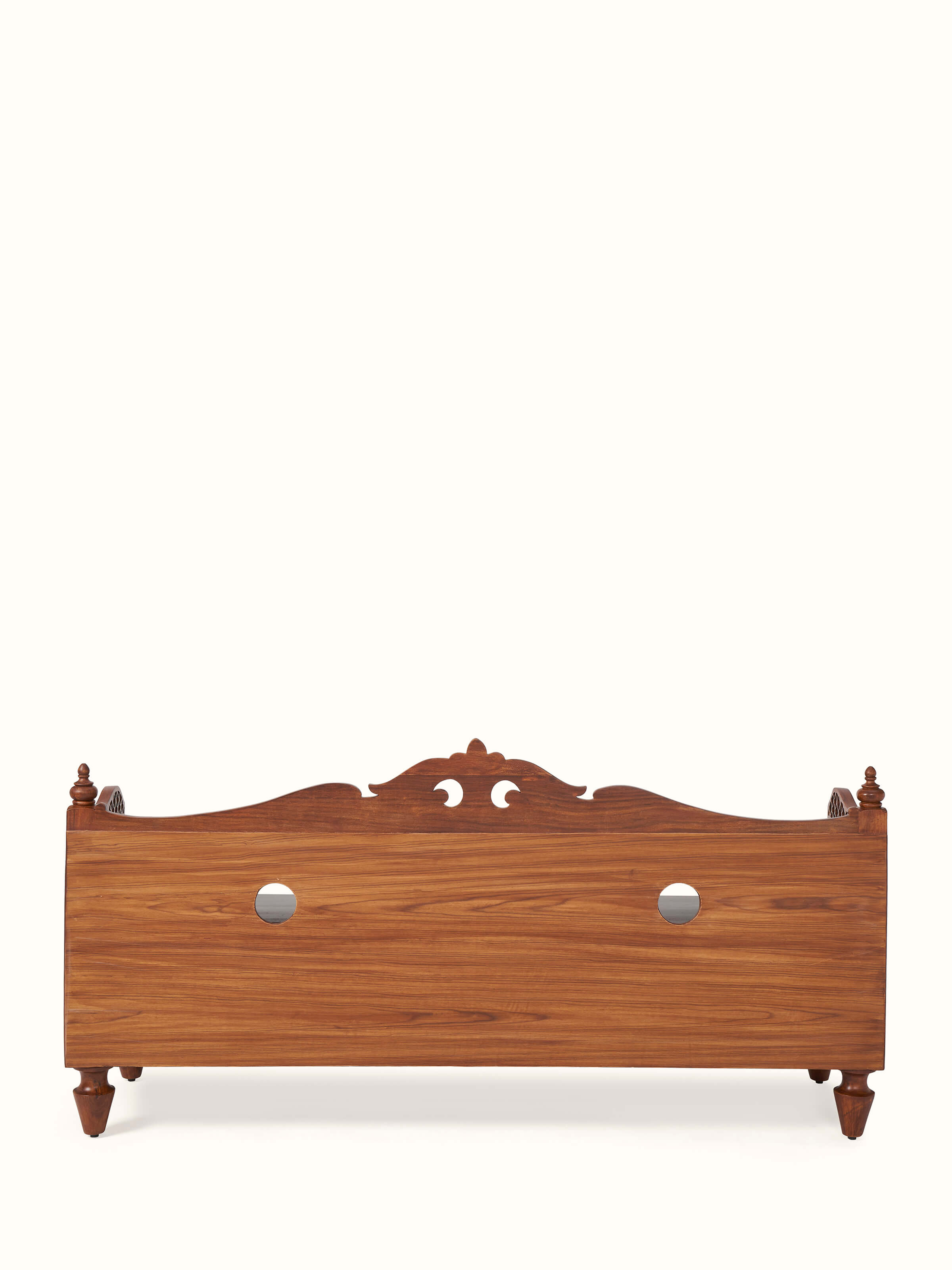 Wide view of Carved Sheesham Wood Entertainment Unit, focusing on its large, elegant design and high-quality wood.