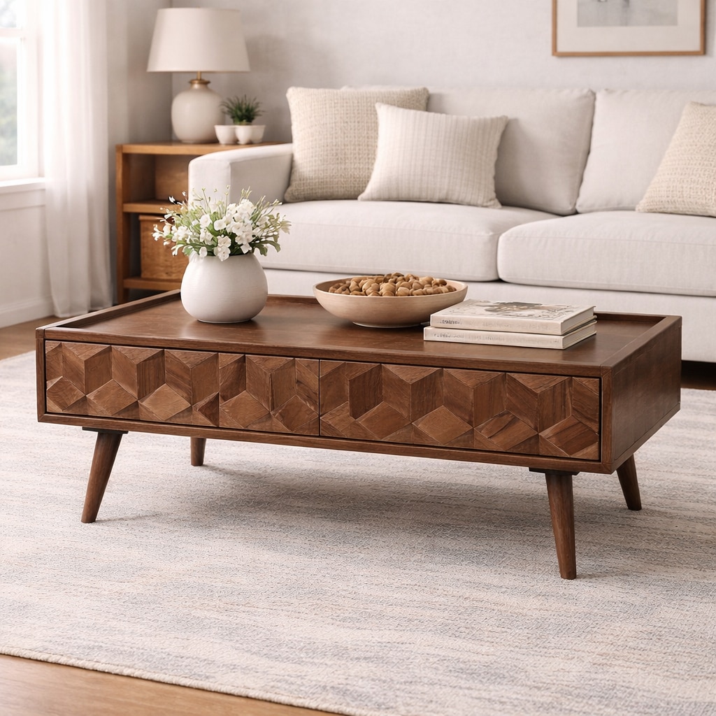 Tear Solid Wood Coffee Table In Dark Brown Finish - Woodenmood