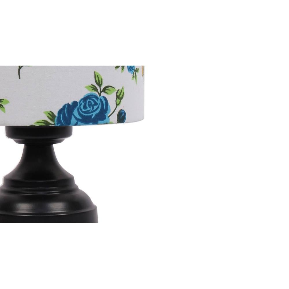 Edmond Multicolour Fabric Shade Table Lamp with Black Iron Base