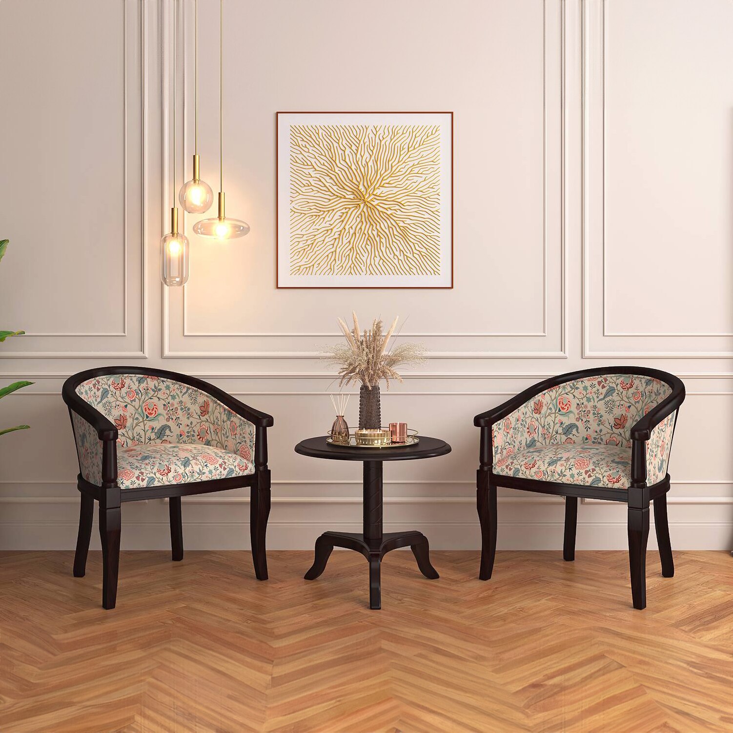 Fiona Solid Wood Side Table in Mahogany Finish