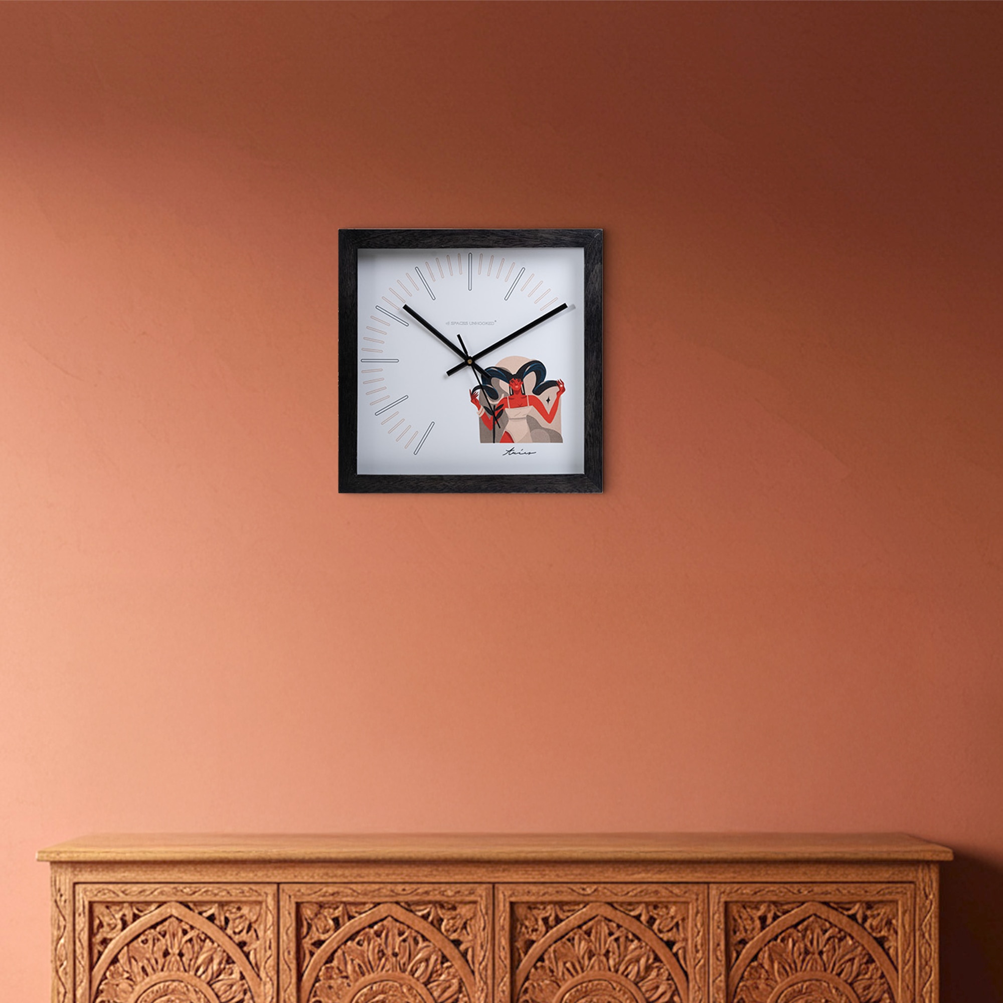 Aries Zodiac Wooden Wall Clock with Bold Minimal Art Dial - Spaces Unhoooked