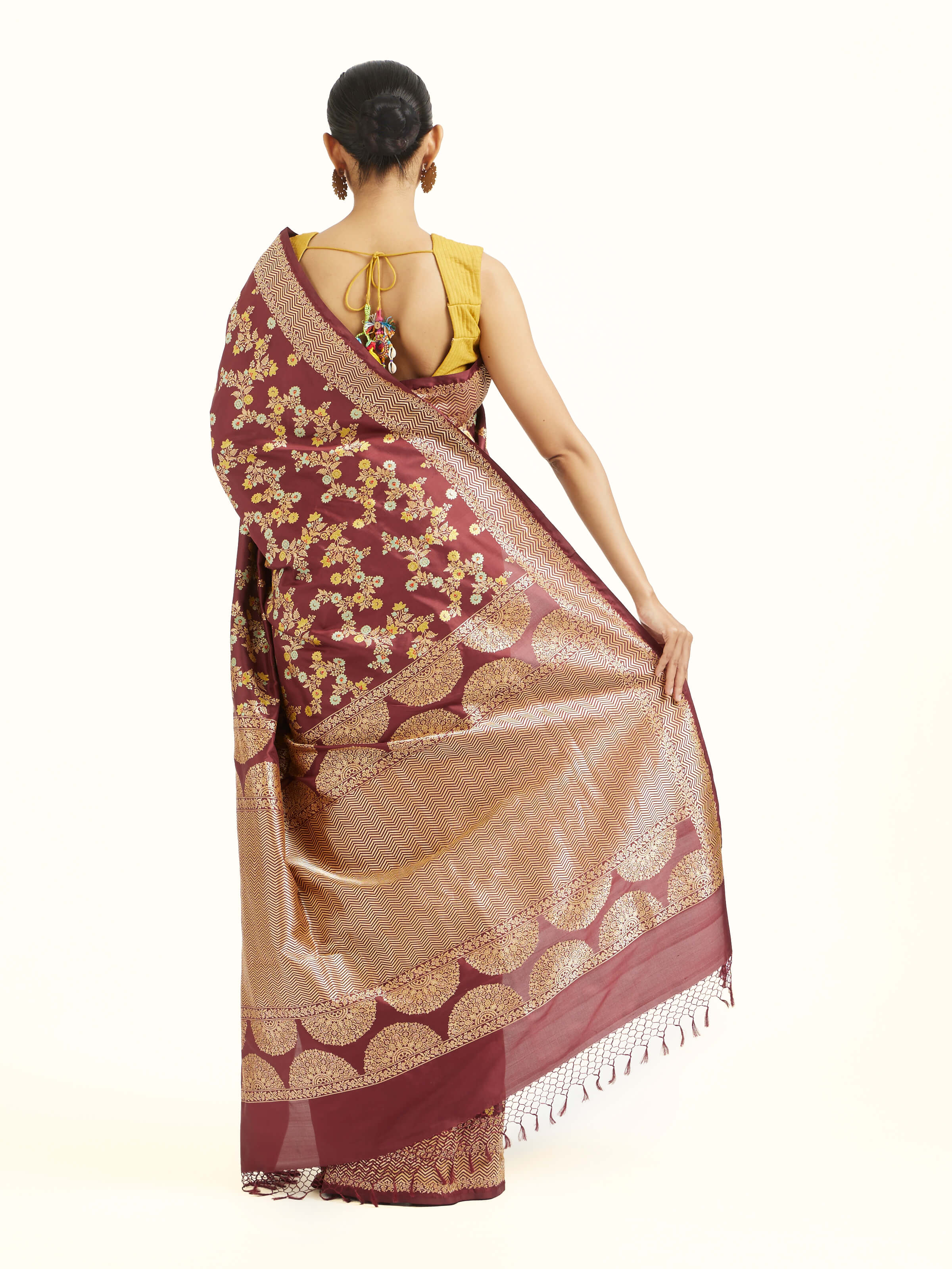 Brown Banarasi Kadhwa Silk Saree