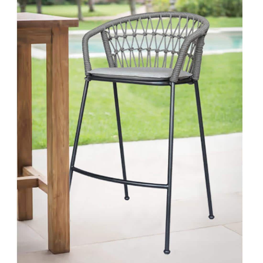 Jordan Bar Stool Weaving Gun Metal in Grey