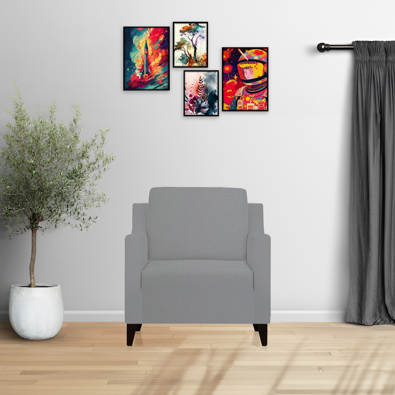 1 Seater Light Grey Sofa Cover