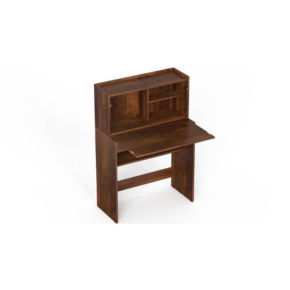 Karmiya Engineered Wood Study and Computer Laptop Table for Home or Office, WFH Desk, with Multiple Storage Shelves for Books and Décor Display for Adults Kids Students (Brown Maple)