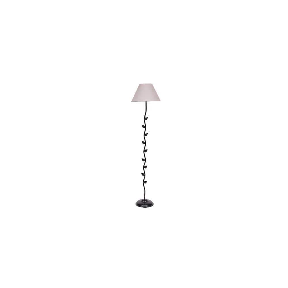 Lidie Grey Fabric Floor Lamp with Black Iron Base