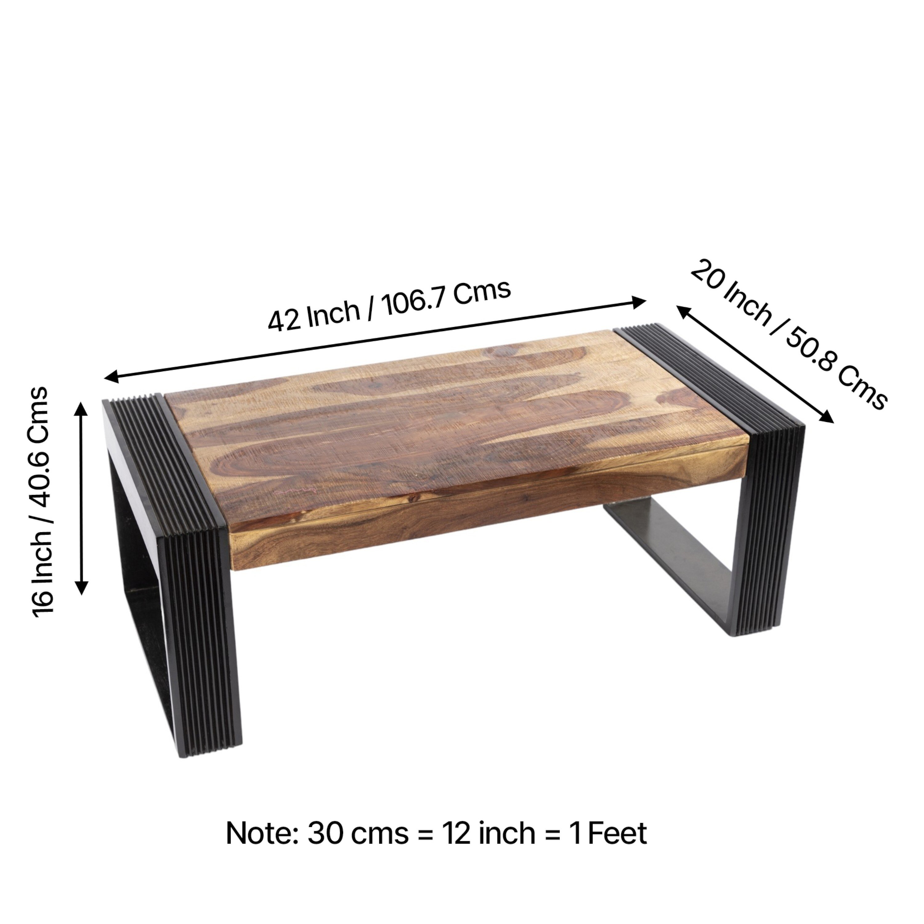 Hudson Sheesham Wood Coffee Table In Natural Rustic Wood Finish