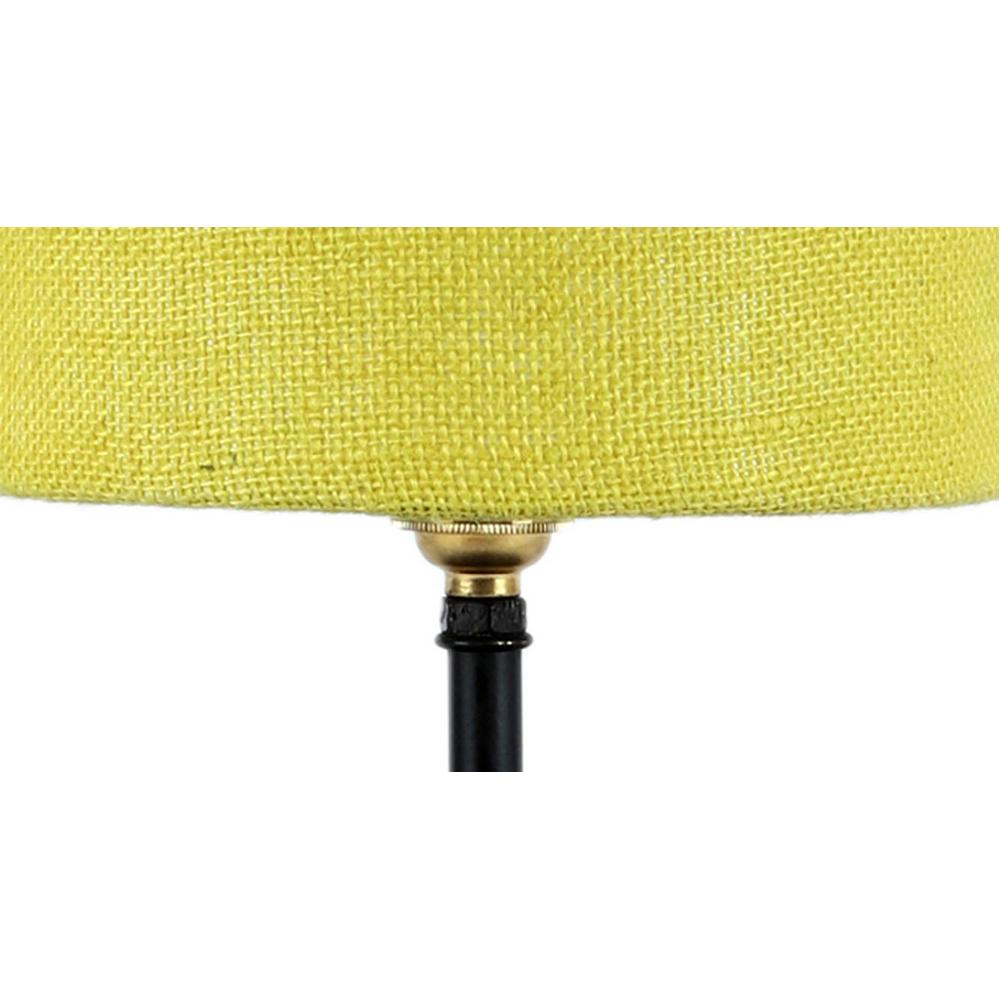 Cheney Yellow Natural Fiber Shade Table Lamp with Black Iron Base