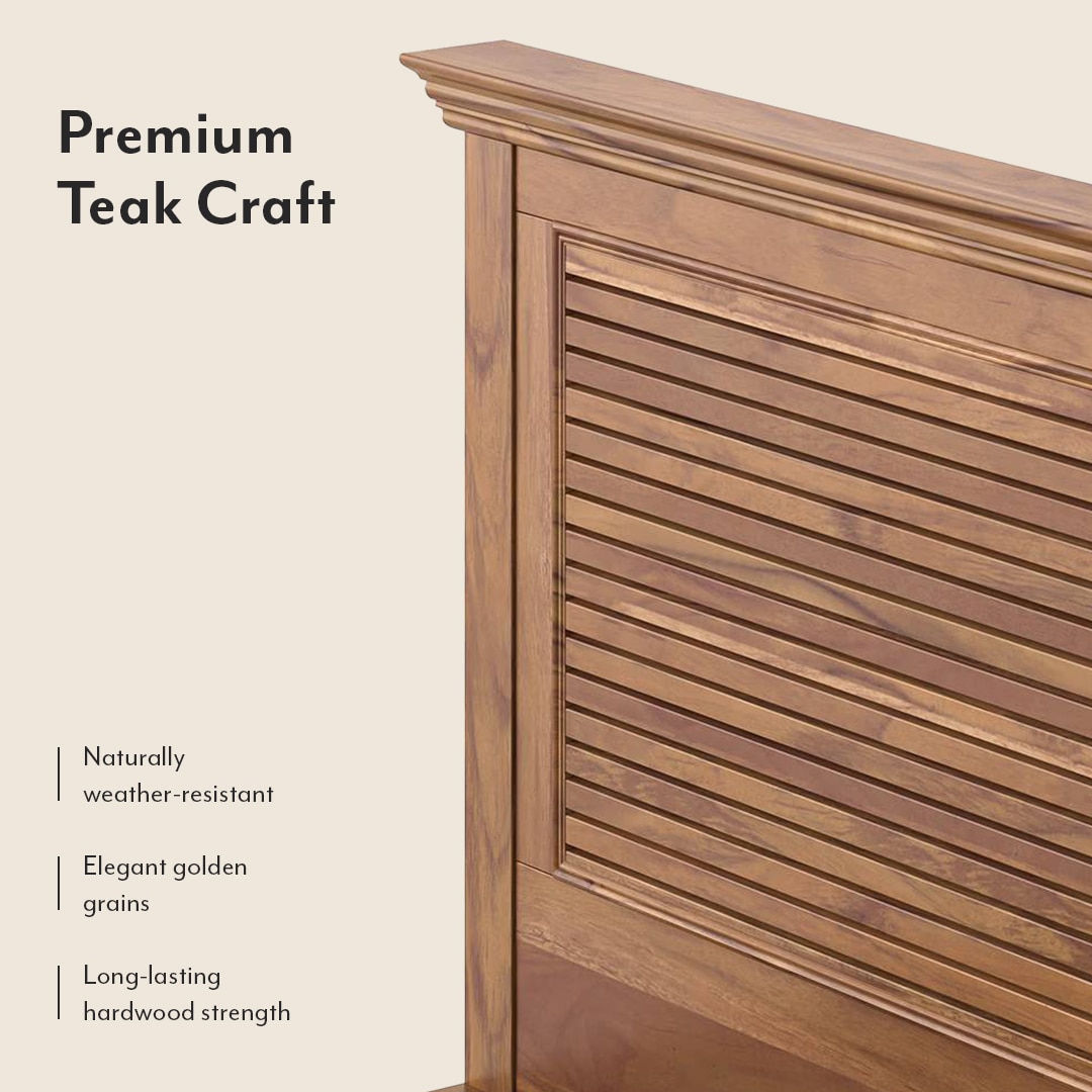 Tuscany Solid Wood Queen Size Non Storage Bed In Latin American Teak Finish