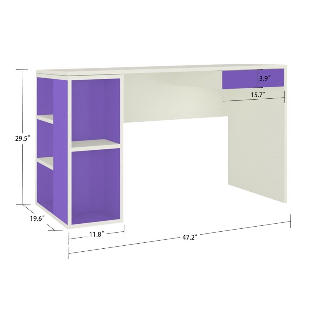 Astra Kids Study Desk with Open Shelves and Drawer in Lavender Purple Colour