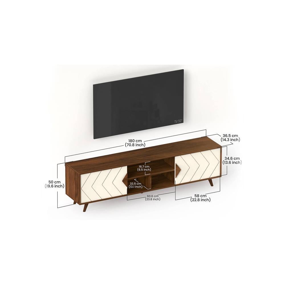 Wilbrome Engineering Wood Floor Standing TV Entertainment Unit Set Top Box Stand/TV Cabinet with Shelves for Books & Décor Display Unit, Upto 75 Inches (Brown Maple & White)