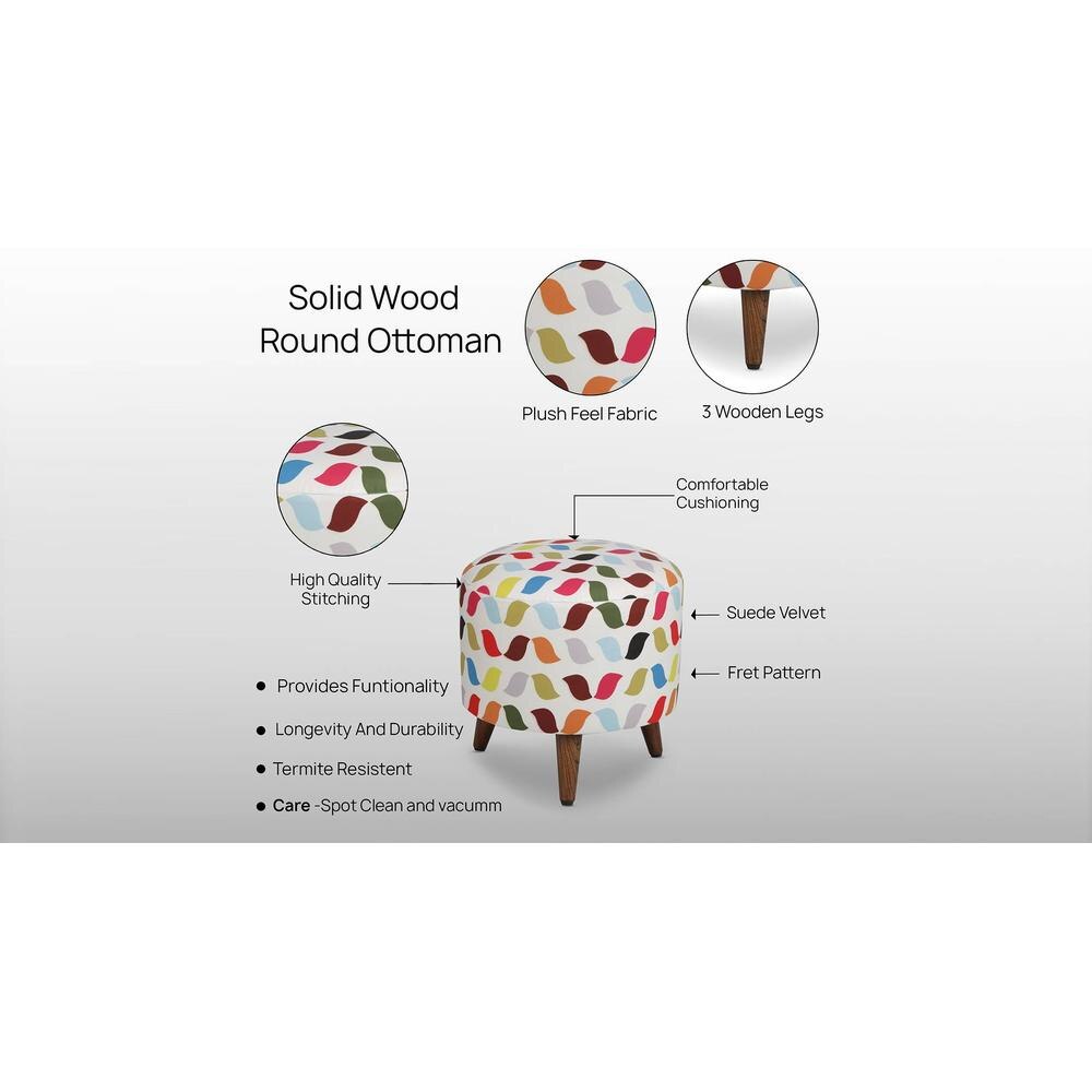 Caleb Solid Wood  Ottomon in  Multicolor Colour