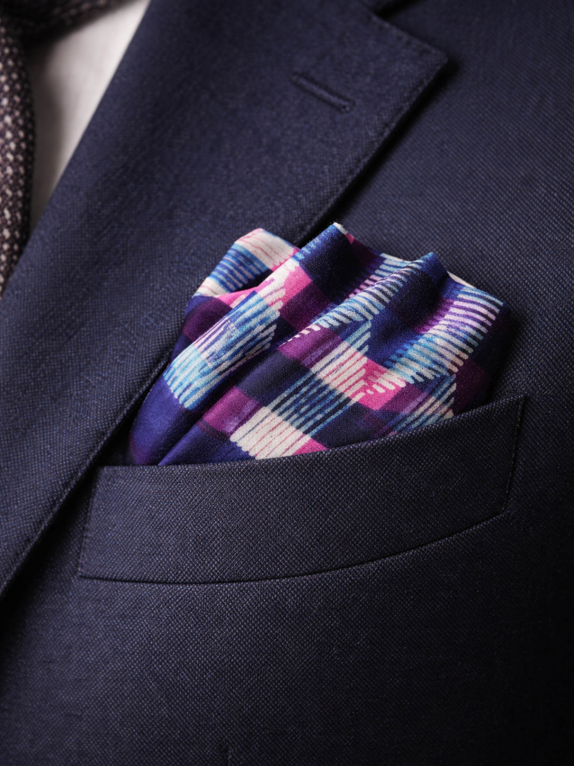 Assorted Silk Discharge Block Printed Pocket Squares (3Pcs)