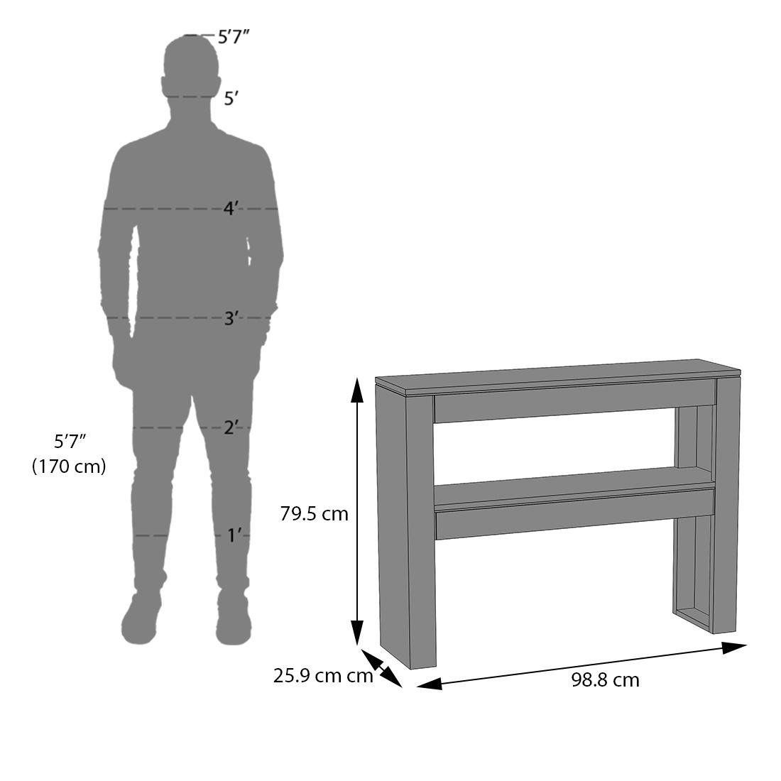 Epsilon Solid Wood Console Table In Danish Walnut Finish