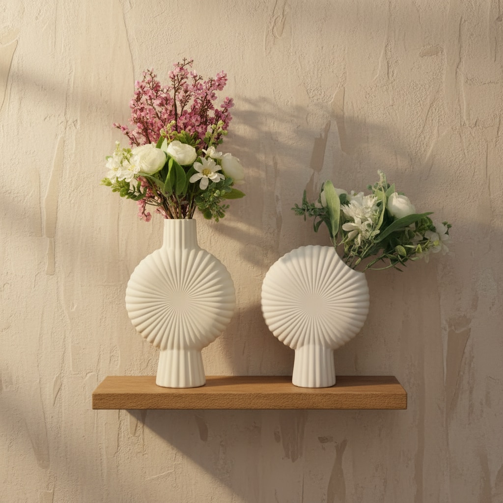 Sunburst Disc Vase Set Cream Color - Elare