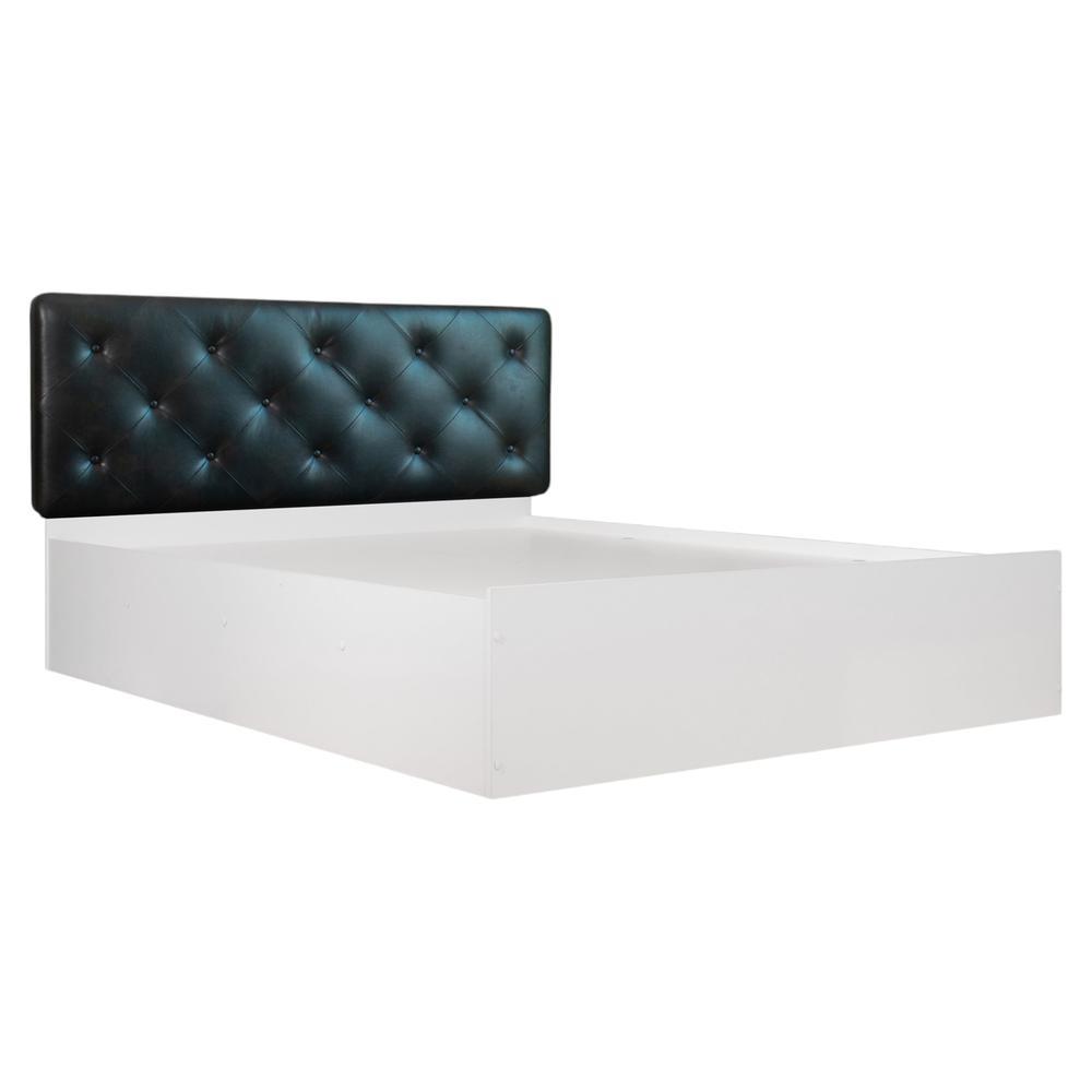 Charcoal Engineered Wood Queen Size Bed In White Finish
