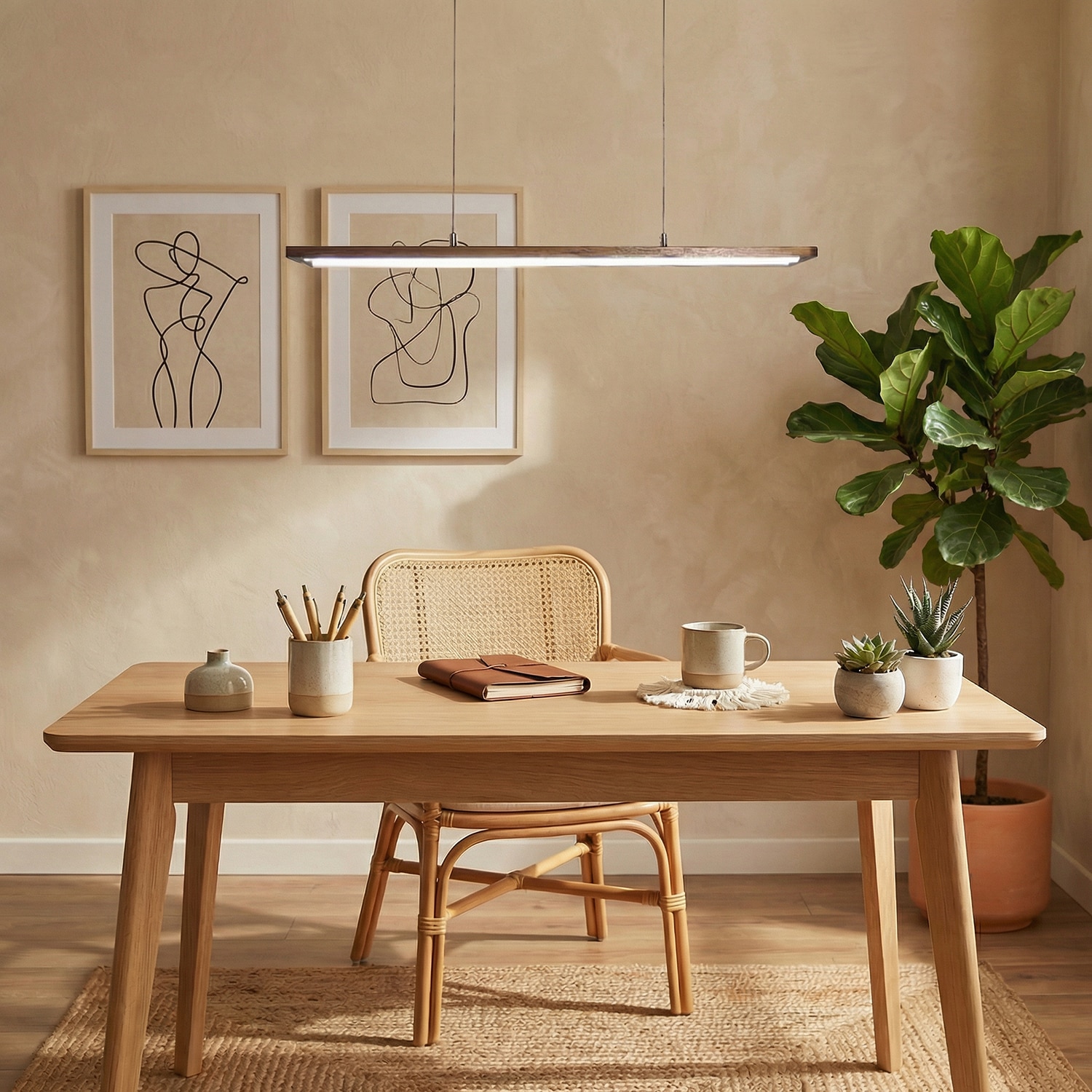 Avril 36 Brown Solid Wood Single Hanging Light