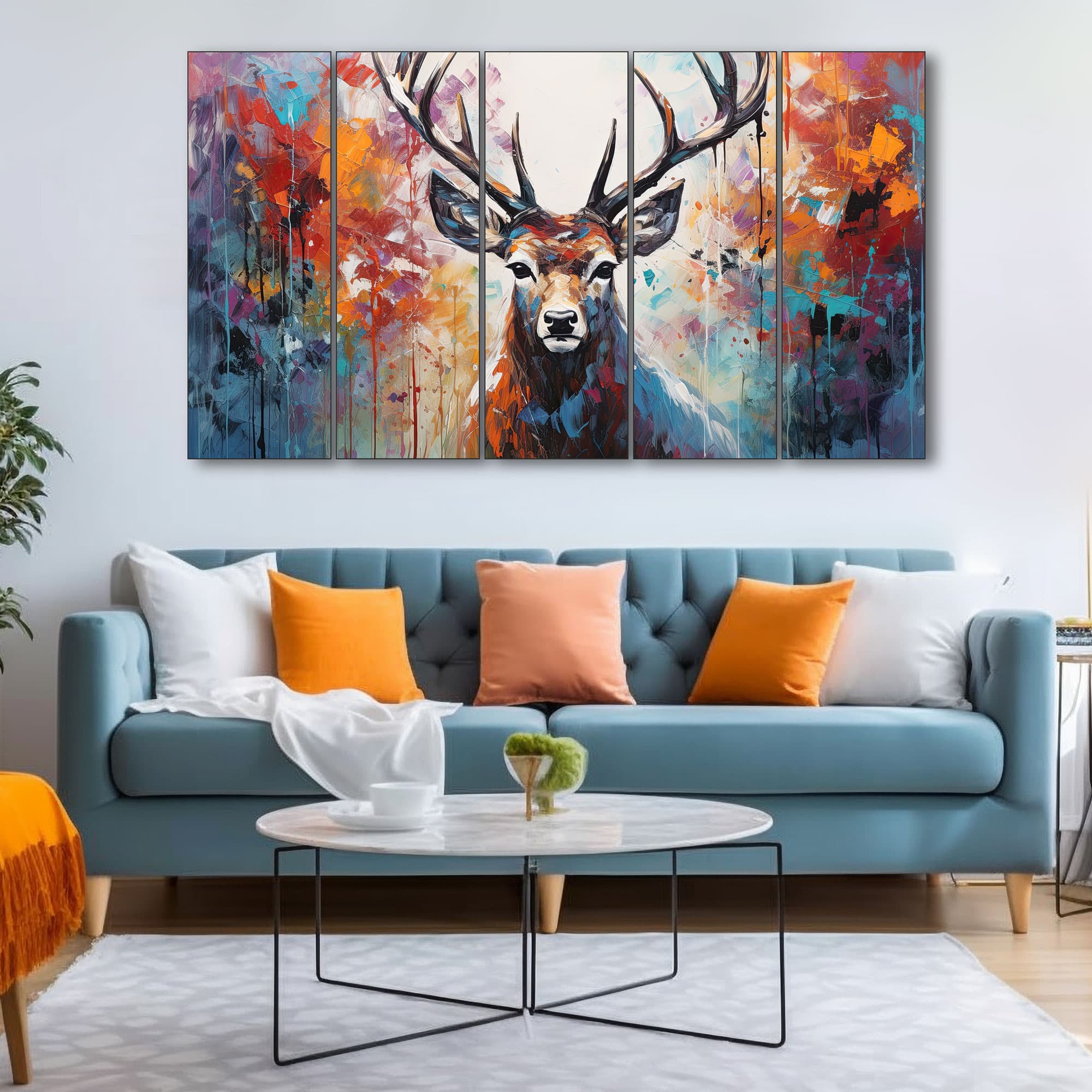 The Castle Decor Beautiful Deer Wall Painting Wooden Framed Digital Painting 27x48 Inch (Style 3) - The Castle Decor