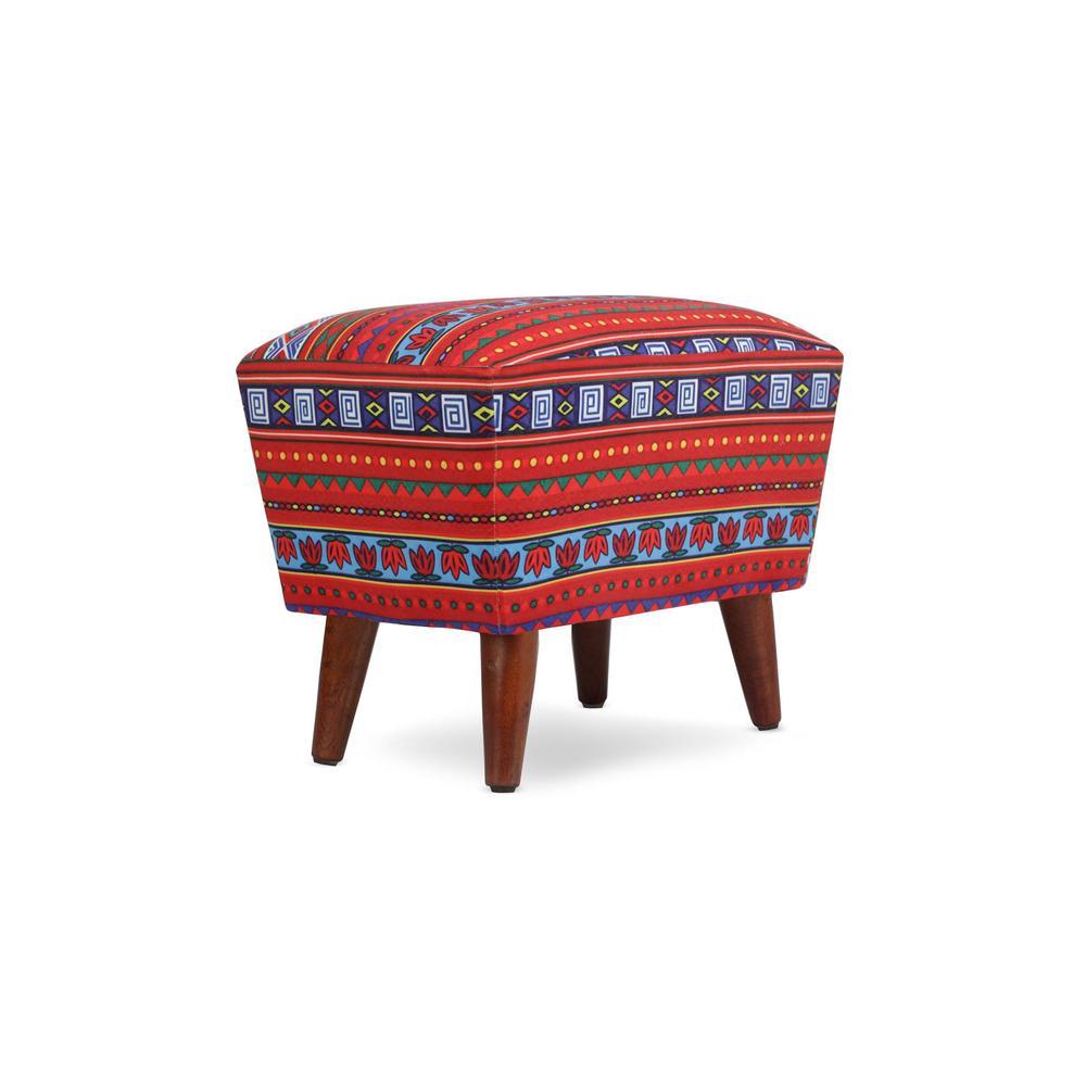 Emmett Solid Wood  Ottomon in  Multicolor Colour