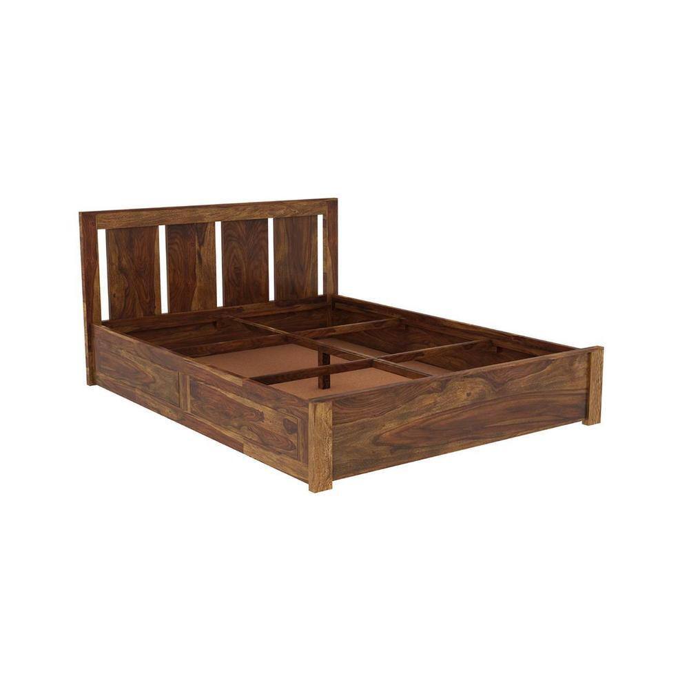 Sable Solid Wood Queen Box Storage Platform Bed In Provincial Teak Finish