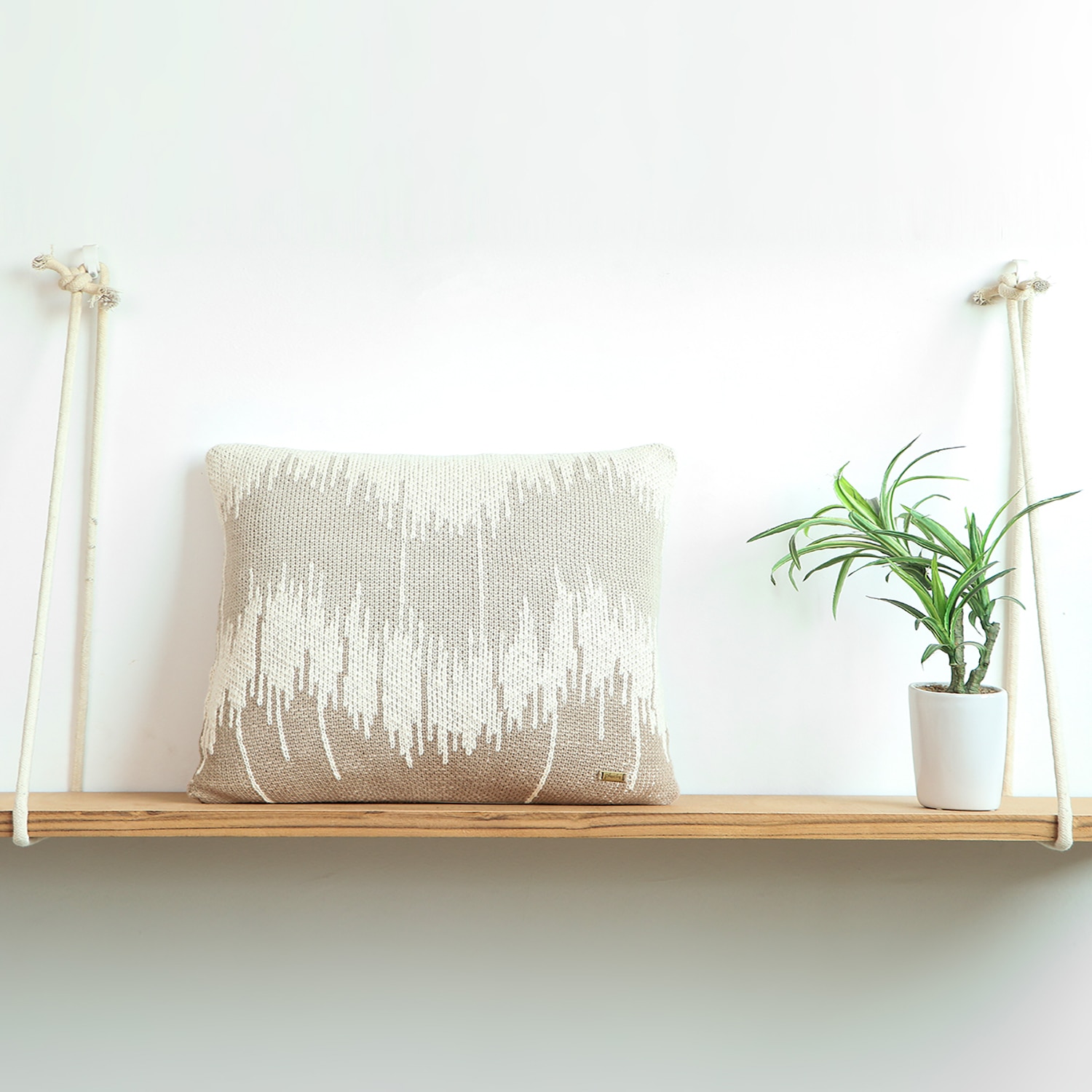 Wave Pale Whisper Natural Cushion Cover 16X16  Inches - Pluchi