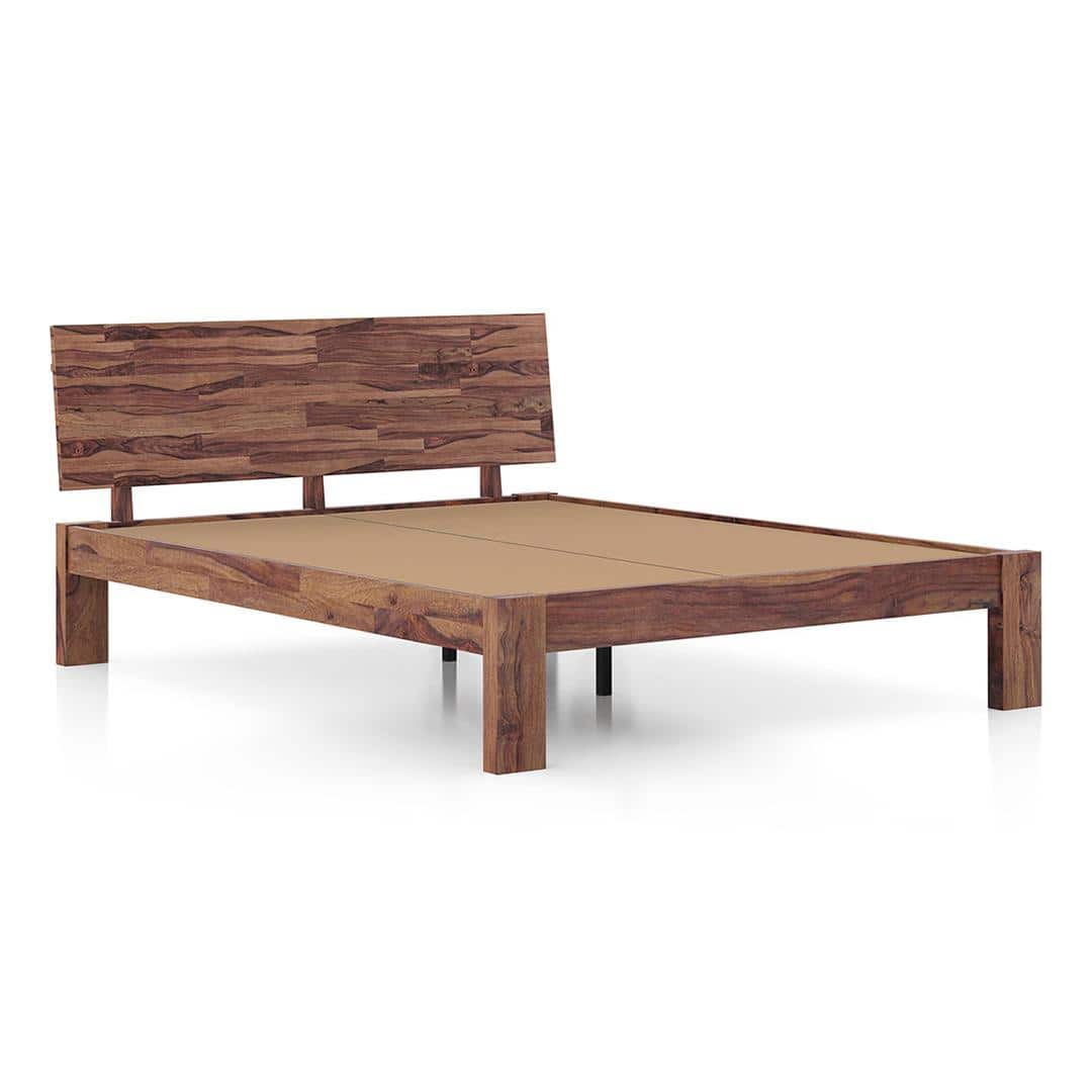 Boston Solid Wood King Size Non Storage Bed in Teak Finish