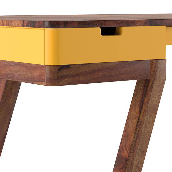 Truman Solid Wood Study Table in Teak Finish Colour Passion Flower