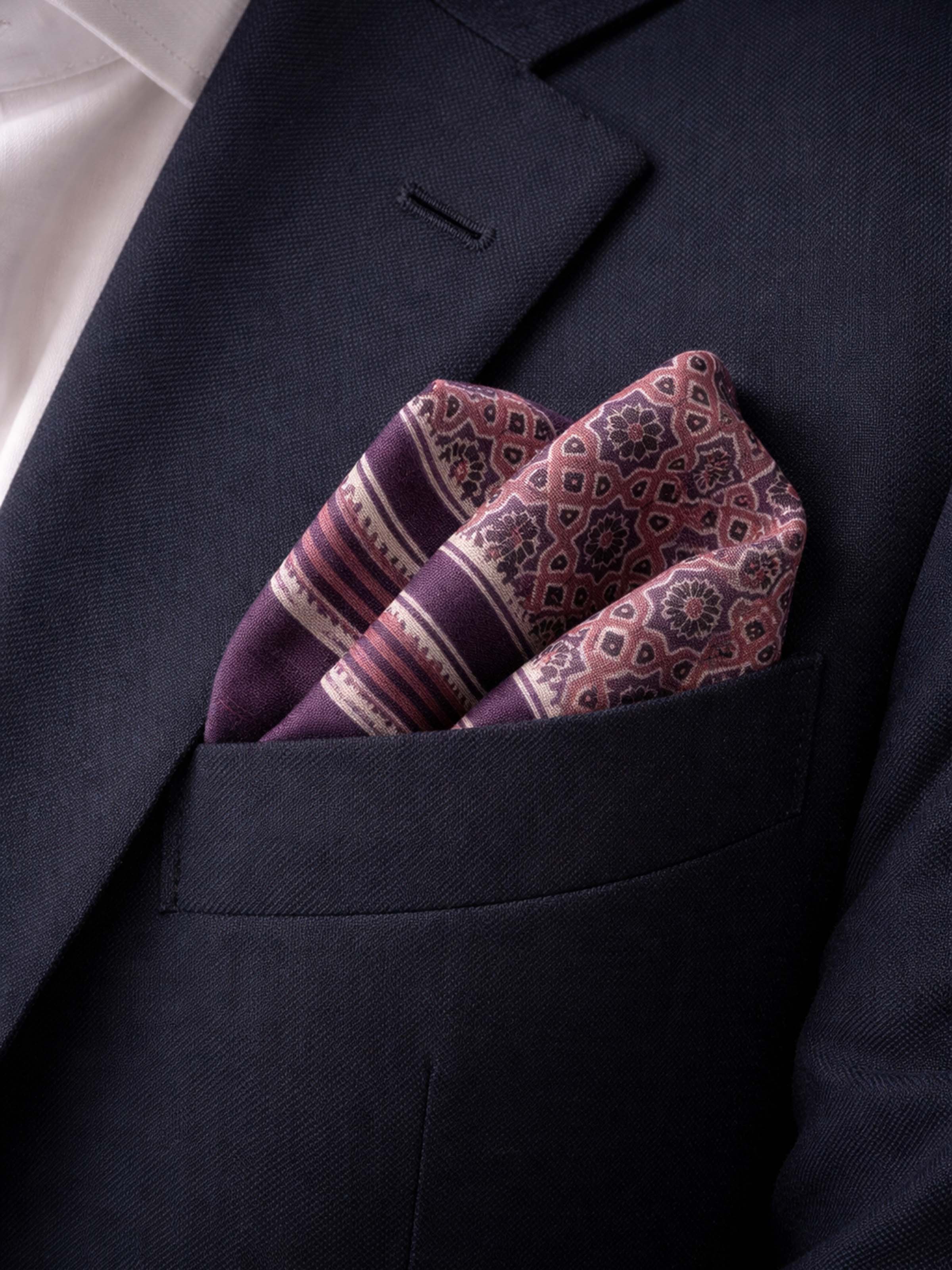 Assorted Silk Ajrakh Block Printed Pocket Squares Gift Set (3Pcs)