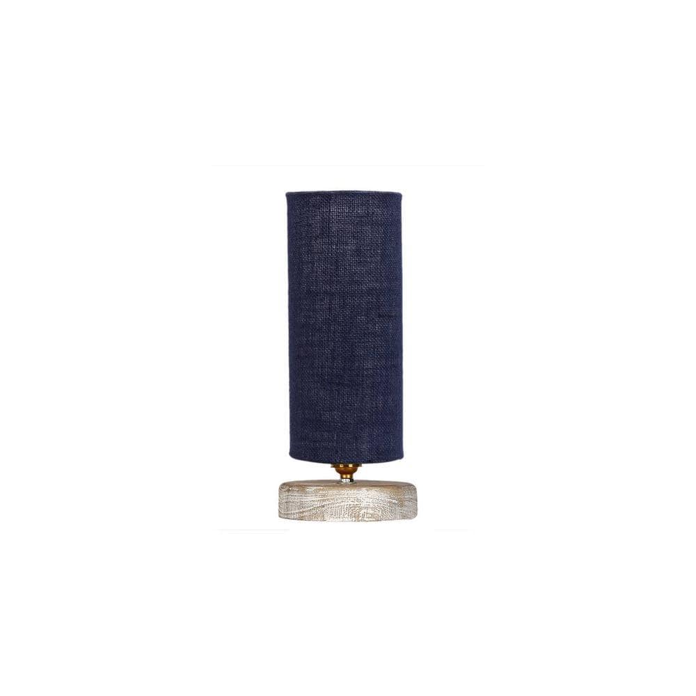 Walter Blue Jute table lamp with White Brushed wood base