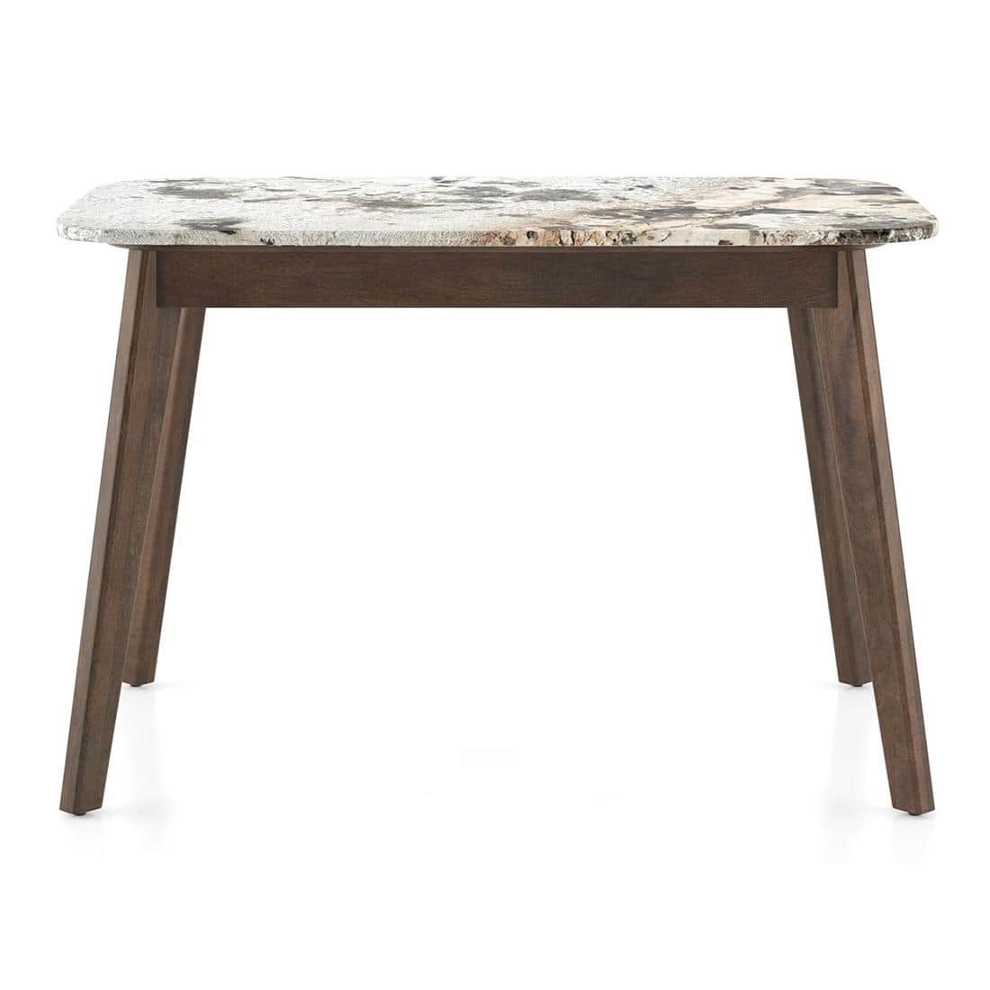 Lunar Alaska Exotic Stone 4 Seater Dining Table With Bren Swivel Dining Chair Set