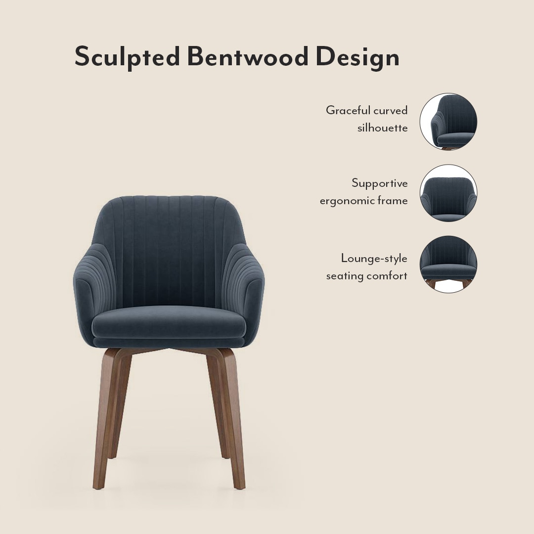 Atlas Solid Wood 6 Seater Dining Table with 6 Rochelle Lounge Chair