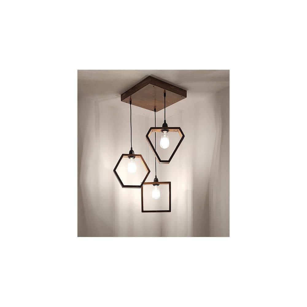 Clark Brown Solid Wood Cluster Hanging Light
