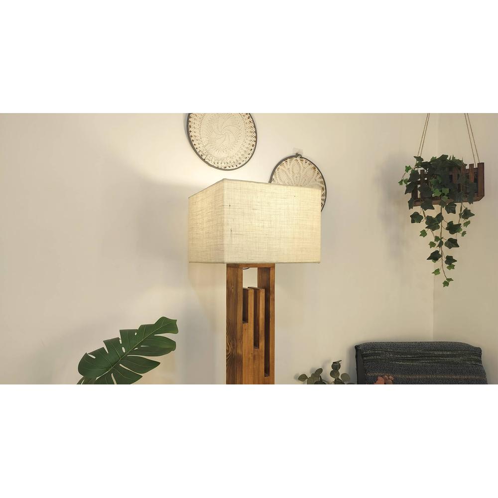 Victoria Beige Jute Floor Lamp with Beige Jute Base